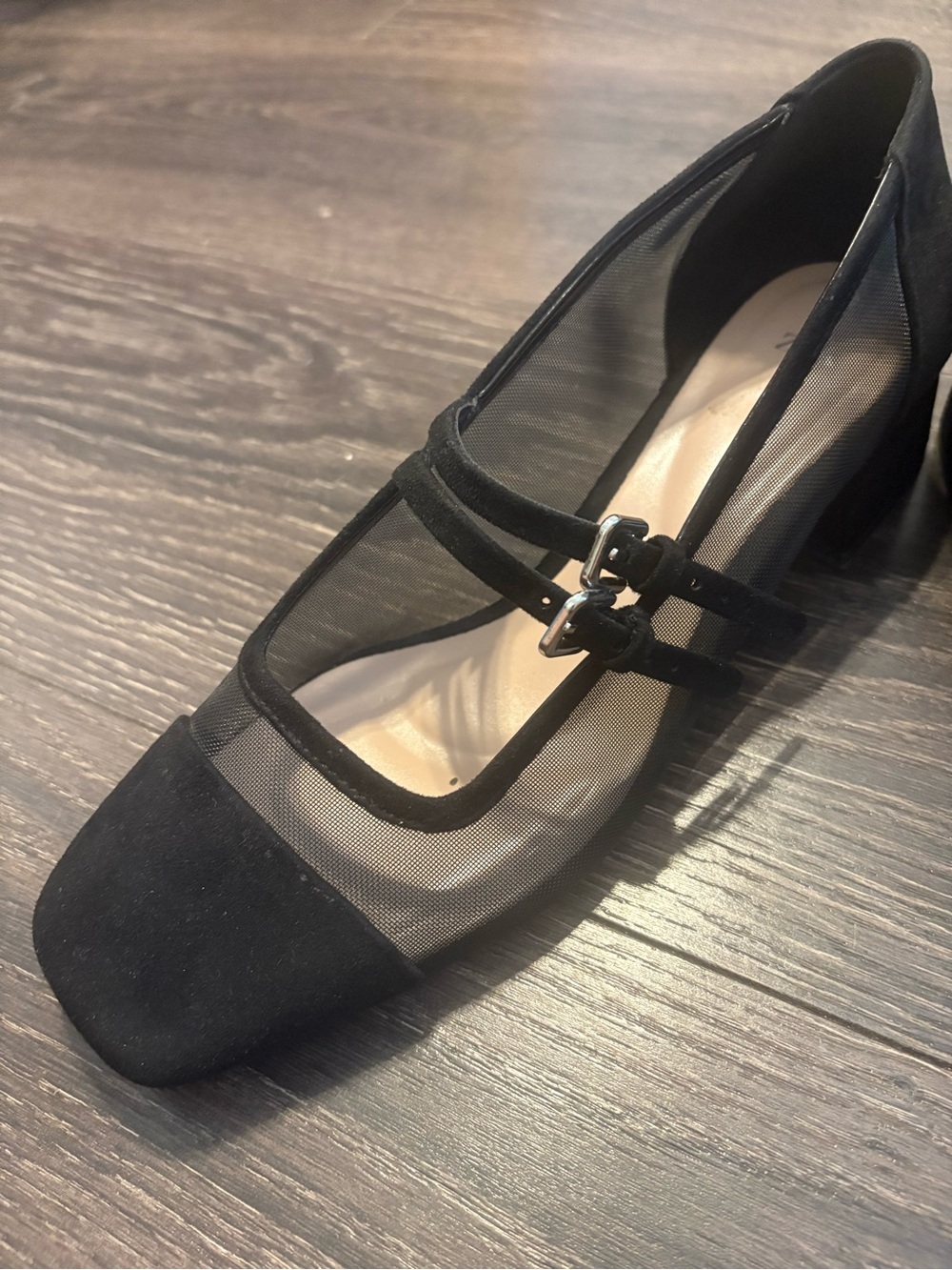 ZARA Black Mesh Mary Jane Block Heels Double Strap Square Toe Sz 38 (8) - Picture 11 of 11